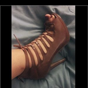 Brown lace up heels